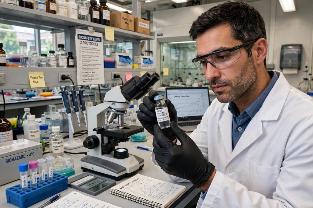 One Patient, One Vaccine: Inside the First NeoVax Ovarian Cancer Trial Medical laboratory work on an individual personalised vaccine dose